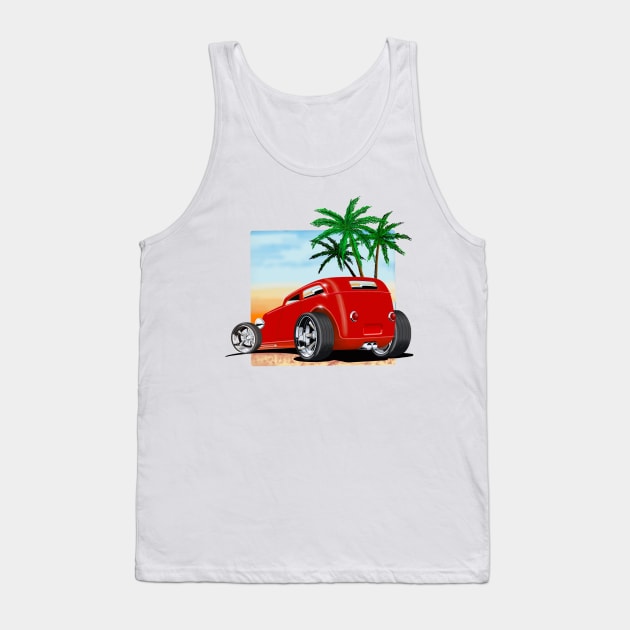 Red Hot Rod in Paradise Tank Top by ScarabMotorsports